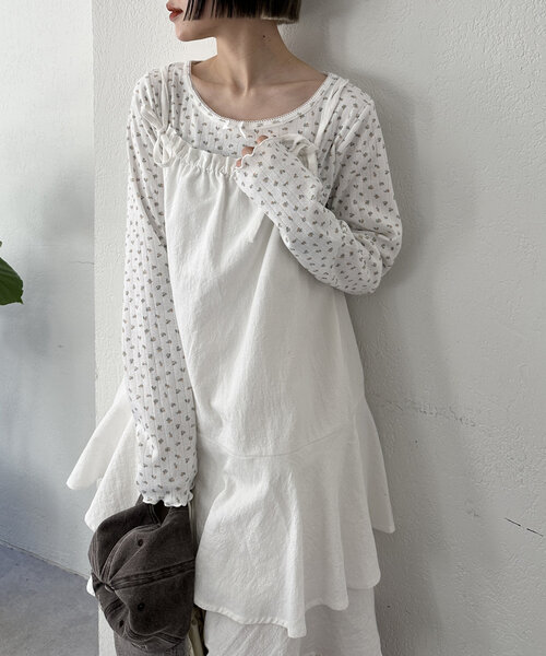 w closet(ダブルクローゼット)の「パターンメッシュロンT(Tシャツ/カットソー・レディース・アイボリー/オフホワイト/グレー・FREE)」の4枚目の写真