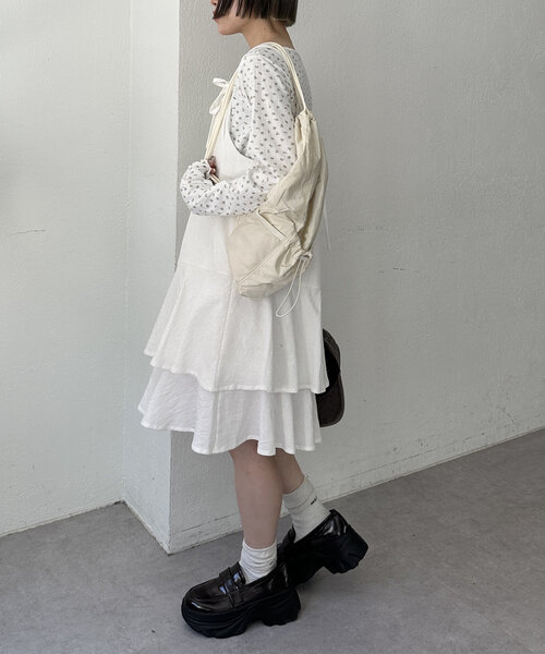 w closet(ダブルクローゼット)の「パターンメッシュロンT(Tシャツ/カットソー・レディース・アイボリー/オフホワイト/グレー・FREE)」の13枚目の写真