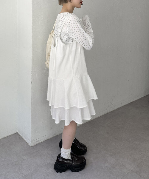 w closet(ダブルクローゼット)の「パターンメッシュロンT(Tシャツ/カットソー・レディース・アイボリー/オフホワイト/グレー・FREE)」の14枚目の写真