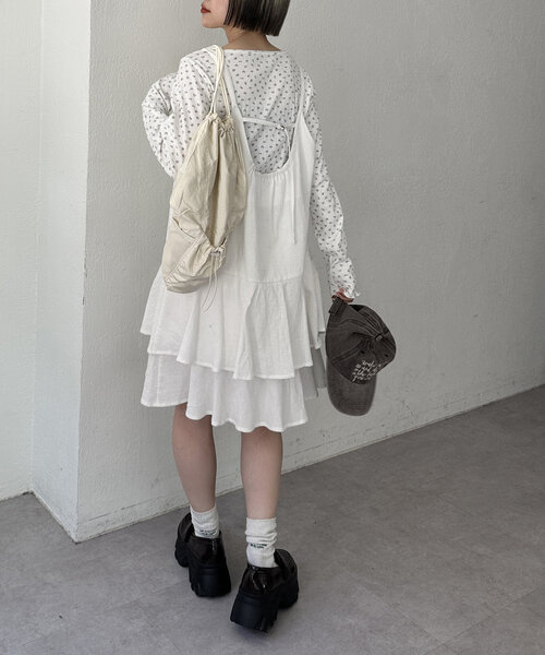 w closet(ダブルクローゼット)の「パターンメッシュロンT(Tシャツ/カットソー・レディース・アイボリー/オフホワイト/グレー・FREE)」の15枚目の写真