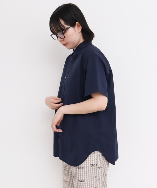 I am I in fact...(アイアムアイインファクト)の「80/2ピンオックス 数字刺繍半袖シャツ(シャツ/ブラウス・レディース・サックスブルー/ホワイト/ピンク/ネイビー・FREE)」の5枚目の写真
