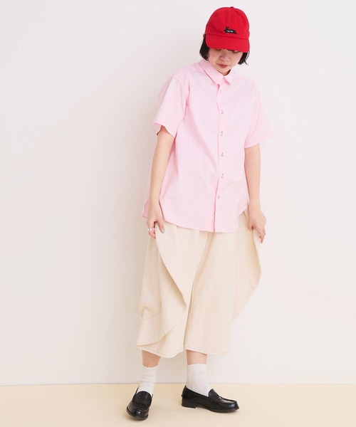I am I in fact...(アイアムアイインファクト)の「80/2ピンオックス 数字刺繍半袖シャツ(シャツ/ブラウス・レディース・サックスブルー/ホワイト/ピンク/ネイビー・FREE)」の20枚目の写真