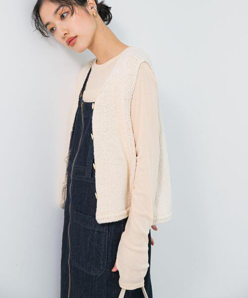 le(ル)の「le BELLE EPOQUE COTTON VEST(ベスト・レディース・アイボリー/ブルー・FREE)」の2枚目の写真
