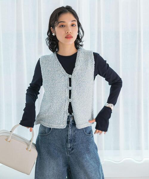 le(ル)の「le BELLE EPOQUE COTTON VEST(ベスト・レディース・アイボリー/ブルー・FREE)」の10枚目の写真