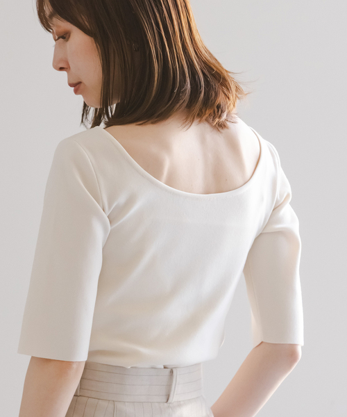 Noble（ノーブル）の「デコルテハーフスリーブニット（ニット/セーター・レディース・ブラック/ホワイト系その他・FREE）」の13枚目の写真