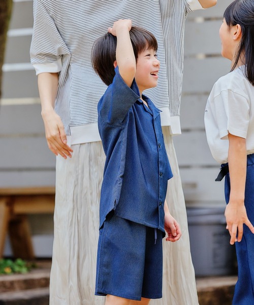 FOUND GOOD（ファウンドグッド）の「B/デニムライクカイキンSH（シャツ/ブラウス・キッズ・ネイビー/ブルー系2/アイボリー・120cm/130cm/140cm/150cm）」の19枚目の写真