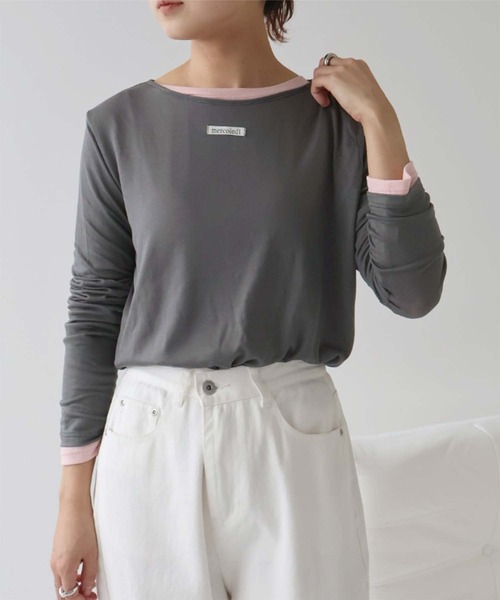 titivate(ティティベイト)の「前後2wayタグ付きロングスリーブTシャツ(Tシャツ/カットソー・レディース・ライトブルー/ブラック/チャコール/オフホワイト・L/M/S)」の4枚目の写真