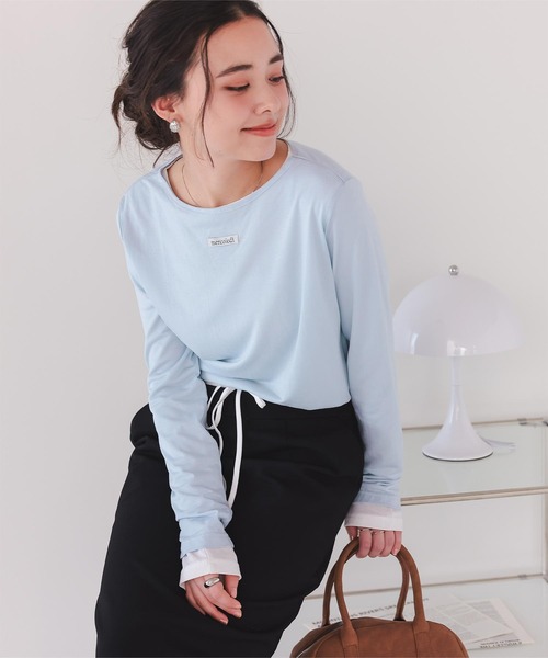 titivate(ティティベイト)の「前後2wayタグ付きロングスリーブTシャツ(Tシャツ/カットソー・レディース・ライトブルー/ブラック/チャコール/オフホワイト・L/M/S)」の1枚目の写真