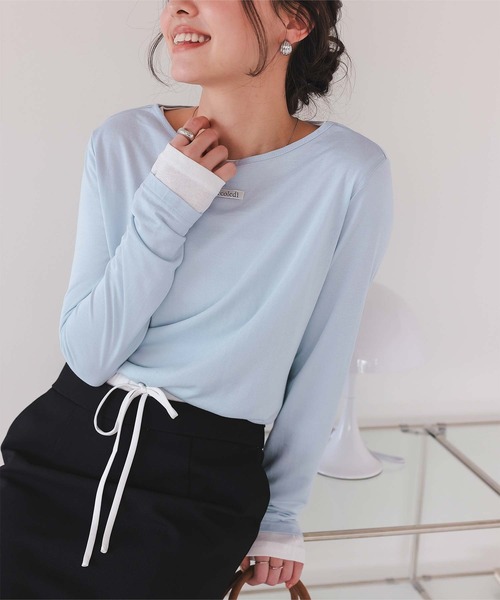 titivate(ティティベイト)の「前後2wayタグ付きロングスリーブTシャツ(Tシャツ/カットソー・レディース・ライトブルー/ブラック/チャコール/オフホワイト・L/M/S)」の13枚目の写真
