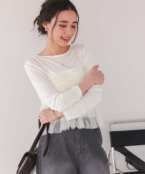 titivate(ティティベイト)の「前後2wayタグ付きロングスリーブTシャツ(Tシャツ/カットソー・レディース・ライトブルー/ブラック/チャコール/オフホワイト・L/M/S)」の7枚目の写真