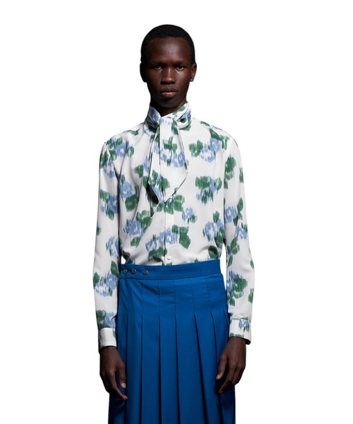 GalaabenD（ガラアーベント）の「Pixel Flower Print Ribbon Shirt ピクセルフラワーリボンシャツ（シャツ/ブラウス・メンズ・ホワイト/ブラック・44/46/48）」の2枚目の写真