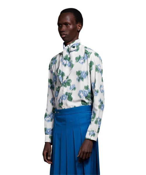 GalaabenD（ガラアーベント）の「Pixel Flower Print Ribbon Shirt ピクセルフラワーリボンシャツ（シャツ/ブラウス・メンズ・ホワイト/ブラック・44/46/48）」の3枚目の写真