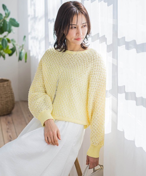 LAUTREAMONT(ロートレアモン)の「ボリュームスリーブモールニット≪手洗い可能≫(ニット/セーター・レディース・イエロー/ホワイト・9号)」の5枚目の写真