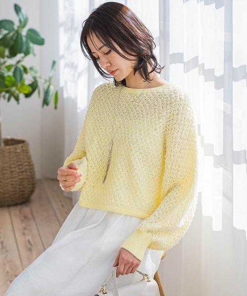 LAUTREAMONT(ロートレアモン)の「ボリュームスリーブモールニット≪手洗い可能≫(ニット/セーター・レディース・イエロー/ホワイト・9号)」の7枚目の写真