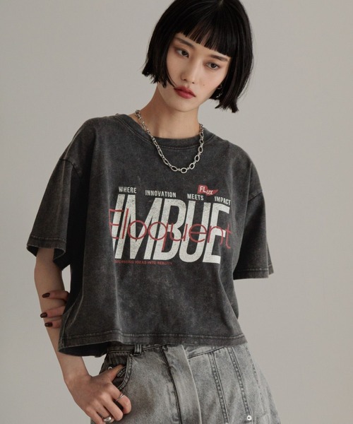 LOWRYS FARM（ローリーズファーム）の「カコウロゴショートＴＥＥ　452591（Tシャツ/カットソー・レディース・ホワイト/チャコールグレー/グレー・FREE）」の3枚目の写真