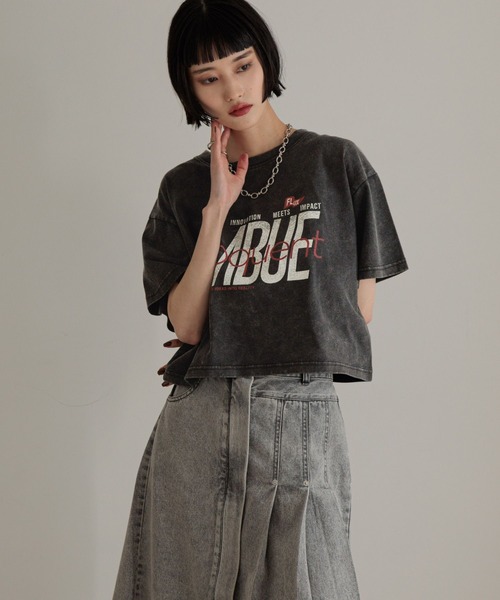 LOWRYS FARM（ローリーズファーム）の「カコウロゴショートＴＥＥ　452591（Tシャツ/カットソー・レディース・ホワイト/チャコールグレー/グレー・FREE）」の7枚目の写真