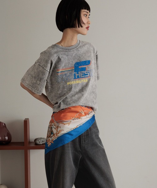 LOWRYS FARM（ローリーズファーム）の「カコウロゴショートＴＥＥ　452591（Tシャツ/カットソー・レディース・ホワイト/チャコールグレー/グレー・FREE）」の22枚目の写真