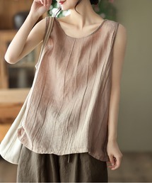 大人のナチュラル服◇シワ加工タンクトップ