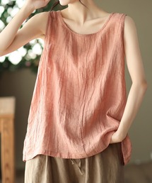 大人のナチュラル服◇シワ加工タンクトップ