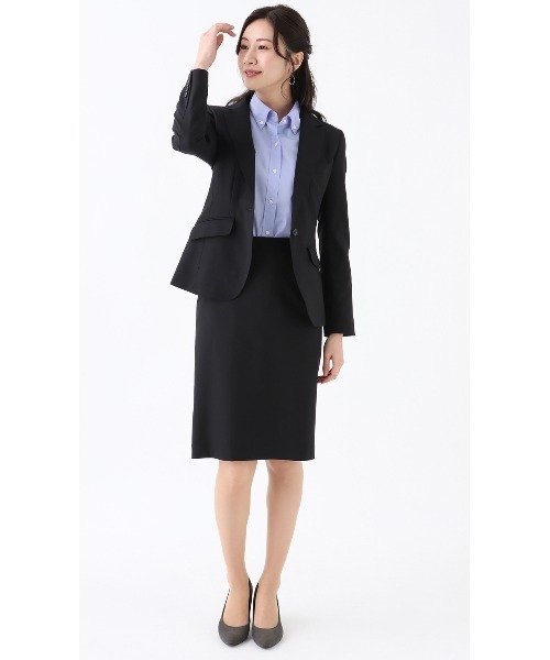 AOYAMA（アオヤマ）の「【ベーシックなデザインのジャケット】自宅で洗える！１つボタンテーラードジャケット｜オフィス＆通勤＆入卒＆オケージョン｜セットアップ着用可（スーツジャケット・レディース・ブラック・15号/13号/11号/9号）」の8枚目の写真