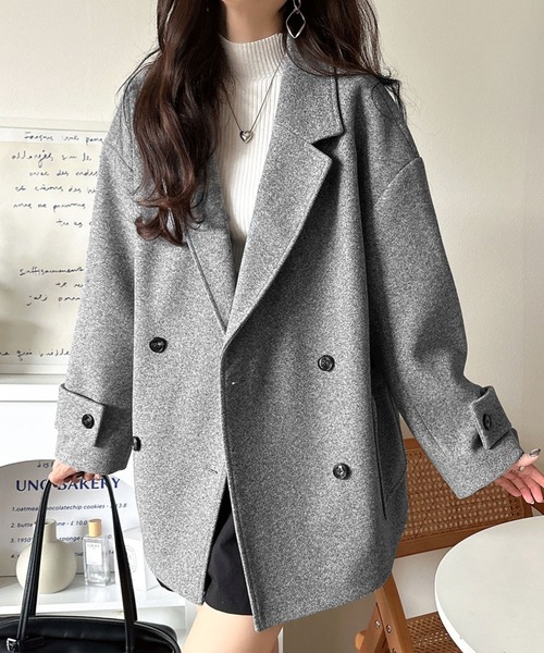 ミ*ケ様 MACKINTOSH グレー ウールタブルボタンコート 38 ☆即納☆知的