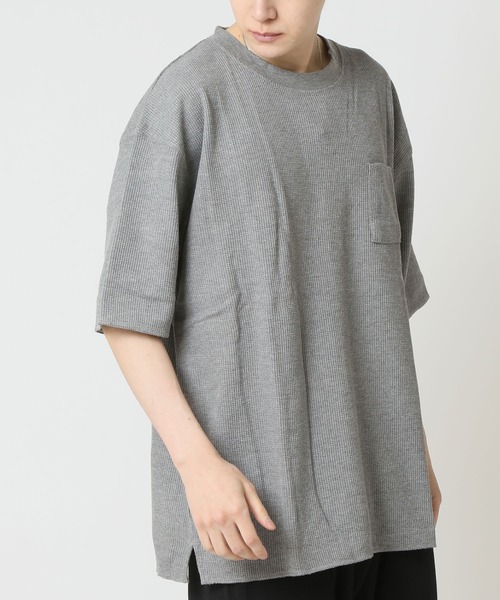 ARCADE(アーケード)の「サーマル ワッフル オーバーサイズ ポケットTシャツ Skkone Collection(Tシャツ/カットソー・メンズ・ホワイト/杢グレー/ブラック・M/L)」の3枚目の写真