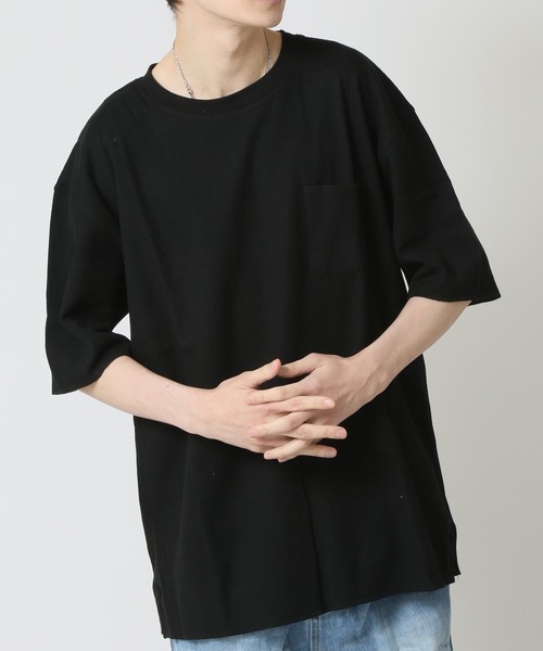 ARCADE(アーケード)の「サーマル ワッフル オーバーサイズ ポケットTシャツ Skkone Collection(Tシャツ/カットソー・メンズ・ホワイト/杢グレー/ブラック・M/L)」の2枚目の写真