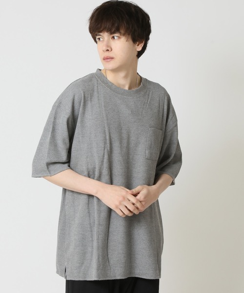 ARCADE(アーケード)の「サーマル ワッフル オーバーサイズ ポケットTシャツ Skkone Collection(Tシャツ/カットソー・メンズ・ホワイト/杢グレー/ブラック・M/L)」の6枚目の写真