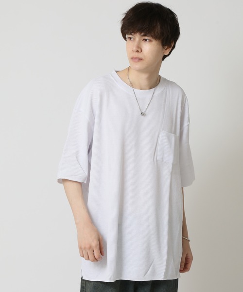 ARCADE(アーケード)の「サーマル ワッフル オーバーサイズ ポケットTシャツ Skkone Collection(Tシャツ/カットソー・メンズ・ホワイト/杢グレー/ブラック・M/L)」の8枚目の写真
