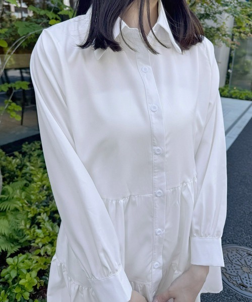 Miniministore（ミニミニストア）の「ティアードチュニックシャツ フレアシャツ（シャツワンピース・レディース・ブラック/ホワイト・M/L）」の5枚目の写真