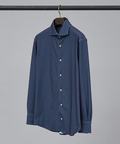 ABAHOUSE(アバハウス)の「【FLEX SHIRTS】ドライメッシュ 360°ストレッチ ジャージシャツ(シャツ/ブラウス・メンズ・サックスブルー/アイボリー/ダークネイビー・44/46/48/50)」の3枚目の写真