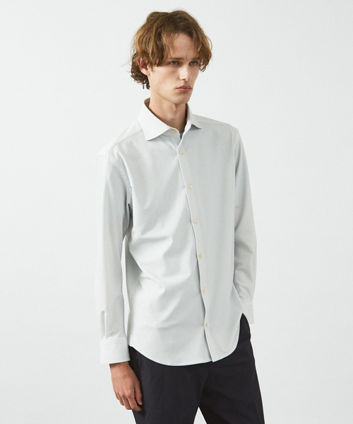 ABAHOUSE(アバハウス)の「【FLEX SHIRTS】ドライメッシュ 360°ストレッチ ジャージシャツ(シャツ/ブラウス・メンズ・サックスブルー/アイボリー/ダークネイビー・44/46/48/50)」の2枚目の写真