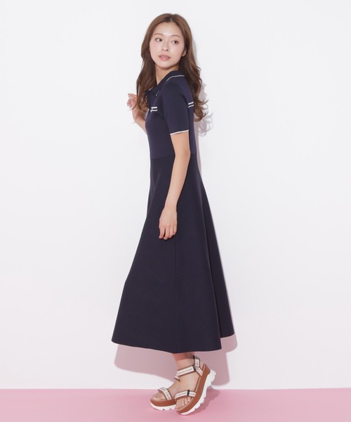 セール】◇配色切り替えポロシャツワンピース（ワンピース