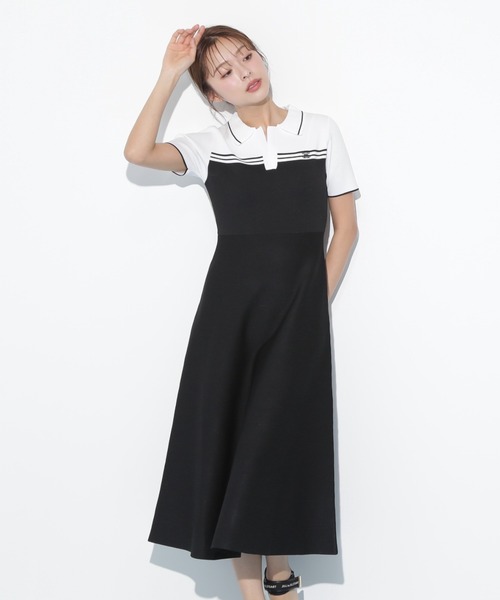セール】◇配色切り替えポロシャツワンピース（ワンピース）｜JILL by
