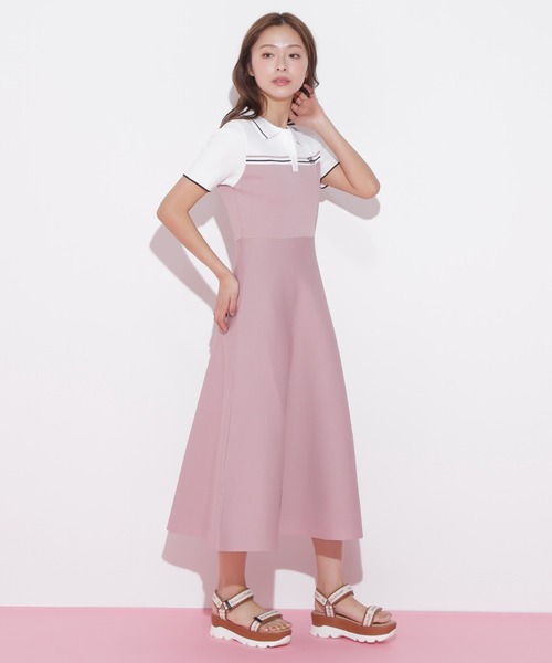 JILL by JILL STUART（ジルバイジルスチュアート）の「◇配色切り替えポロシャツワンピース（ワンピース・レディース・ピンク/ブラック/ネイビー・FREE）」の9枚目の写真