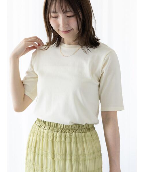 Te chichi TERRASSE（テチチテラス）の「【抗菌防臭】ハーフスリーブニット（ニット/セーター・レディース・レッド/ネイビー/ブラック/オフホワイト/ブルー・F）」の2枚目の写真