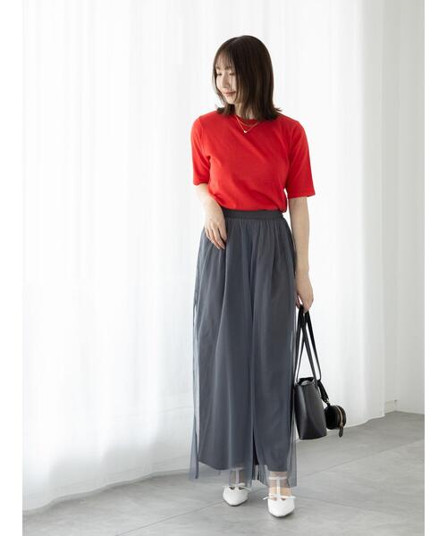 Te chichi TERRASSE（テチチテラス）の「【抗菌防臭】ハーフスリーブニット（ニット/セーター・レディース・レッド/ネイビー/ブラック/オフホワイト/ブルー・F）」の7枚目の写真