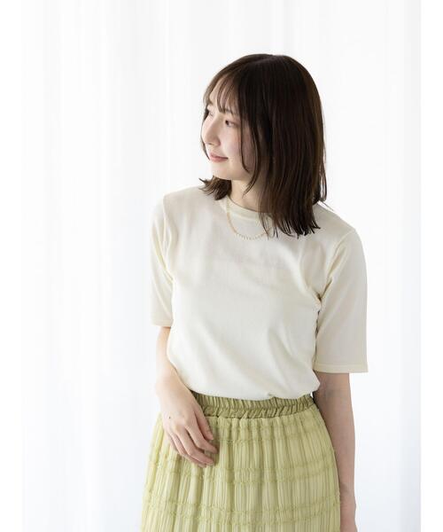 Te chichi TERRASSE（テチチテラス）の「【抗菌防臭】ハーフスリーブニット（ニット/セーター・レディース・レッド/ネイビー/ブラック/オフホワイト/ブルー・F）」の11枚目の写真