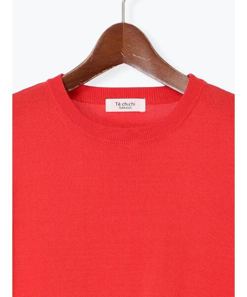 Te chichi TERRASSE（テチチテラス）の「【抗菌防臭】ハーフスリーブニット（ニット/セーター・レディース・レッド/ネイビー/ブラック/オフホワイト/ブルー・F）」の15枚目の写真