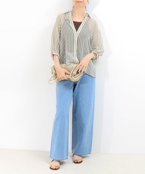 MICO COULIER（ミコクリエ）の「楊柳ストライプブラウス（シャツ/ブラウス・レディース・ブルー系その他/グレー系その他・38）」の8枚目の写真