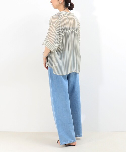 MICO COULIER（ミコクリエ）の「楊柳ストライプブラウス（シャツ/ブラウス・レディース・ブルー系その他/グレー系その他・38）」の9枚目の写真
