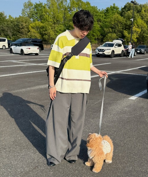 INTER FACTORY(インターファクトリー)の「Ryo - Mulch Border Polo Knit / マルチボーダーポロニット made in INTER FACTORY(ニット/セーター・メンズ・ライトブルー/ライム・MEDIUM/LARGE)」の8枚目の写真