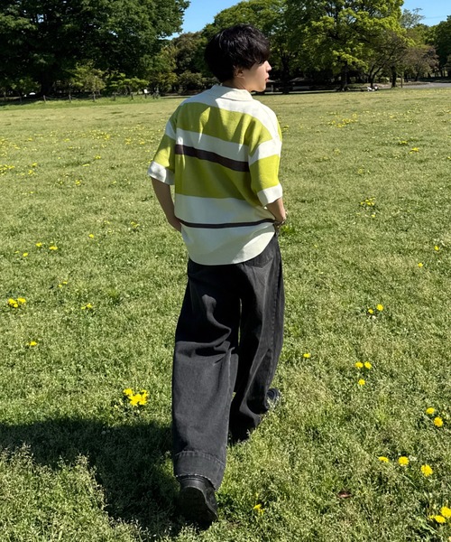 INTER FACTORY(インターファクトリー)の「Ryo - Mulch Border Polo Knit / マルチボーダーポロニット made in INTER FACTORY(ニット/セーター・メンズ・ライトブルー/ライム・MEDIUM/LARGE)」の11枚目の写真
