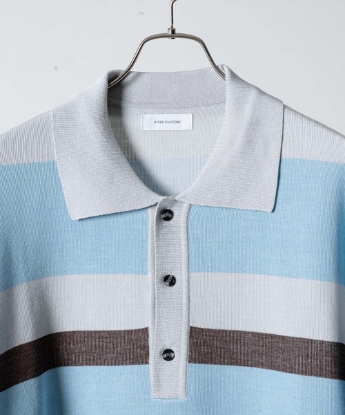 Ryo - Mulch Border Polo Knit / マルチボーダーポロニット made