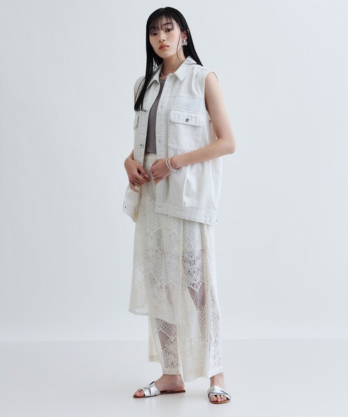 GALLEST(ギャレスト)の「ラップスカート付きレースパンツ(その他パンツ・レディース・ホワイト/ブラック・38)」の3枚目の写真