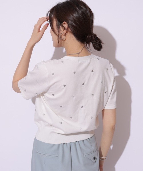 ハート刺繍半袖カーデ（ニット/セーター）｜Mystrada（マイ