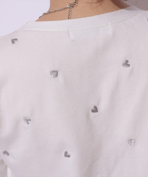Mystrada（マイストラーダ）の「ハート刺繍半袖カーデ（ニット