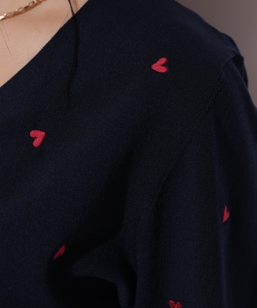 ハート刺繍半袖カーデ（ニット/セーター）｜Mystrada（マイ