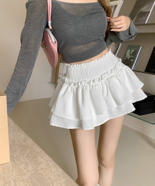 Miniministore(ミニミニストア)の「ミニティアードスカート フリルスカート夏(スカート・レディース・ホワイト/ブラック・FREE)」の14枚目の写真