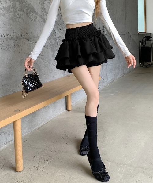 Miniministore(ミニミニストア)の「ミニティアードスカート フリルスカート夏(スカート・レディース・ホワイト/ブラック・FREE)」の11枚目の写真
